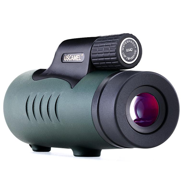USCAMEL 8X42 Monocular Compact Hunting BAK7 Clear Vision for Bird Watching Waterproof Telescope HD (Black,Army green)