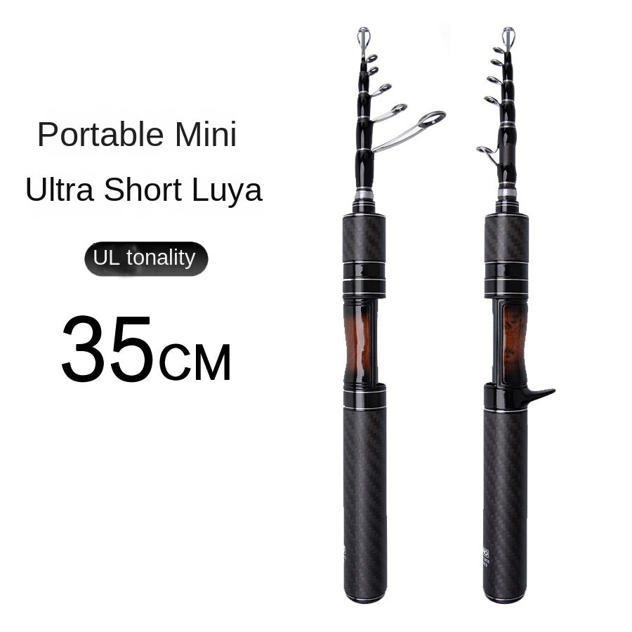 35CM Telescopic Lure Rod UL Ultra-short Mini Portable Carbon Fiber Sliding Float Fishing Rod